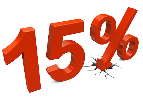Never more than 15%